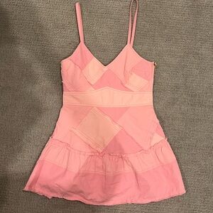 LoveshackFancy Pera Dress in Pastel Pink Colorblock